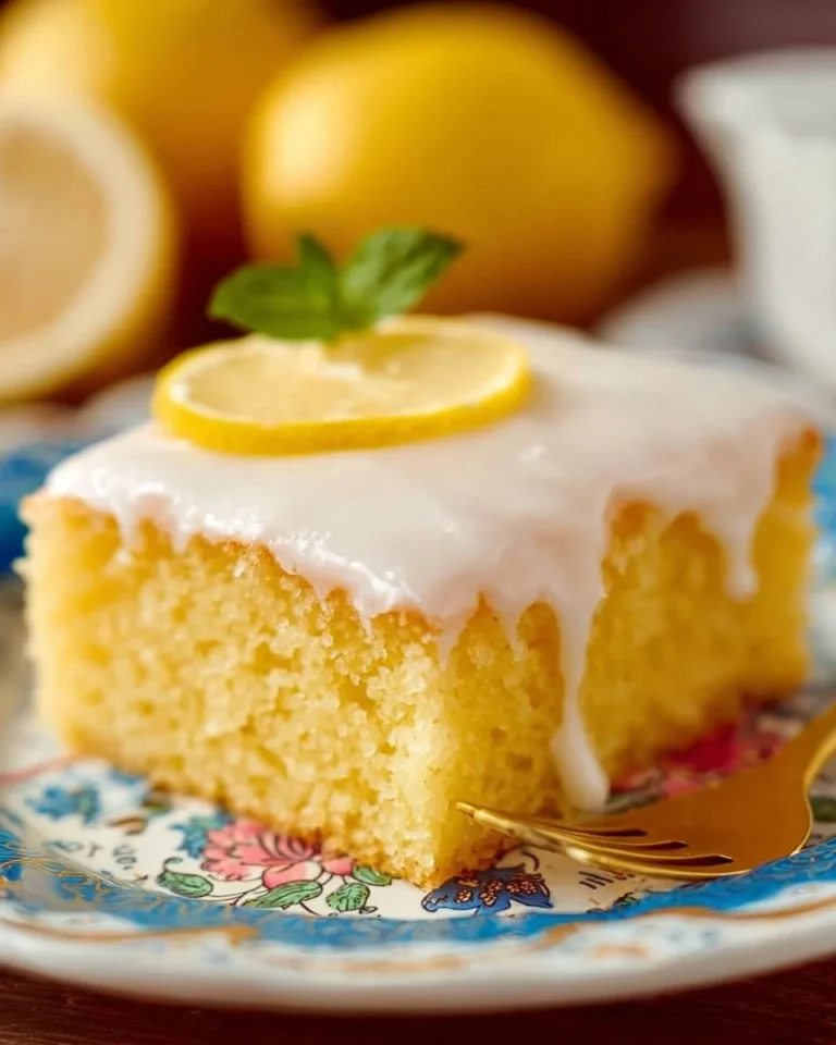 Delicious homemade Lemon Sheet Cake topped with lemon glaze and fresh zest