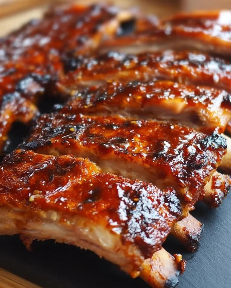 Delicious, tender Oven-Baked Ribs served with barbecue sauce