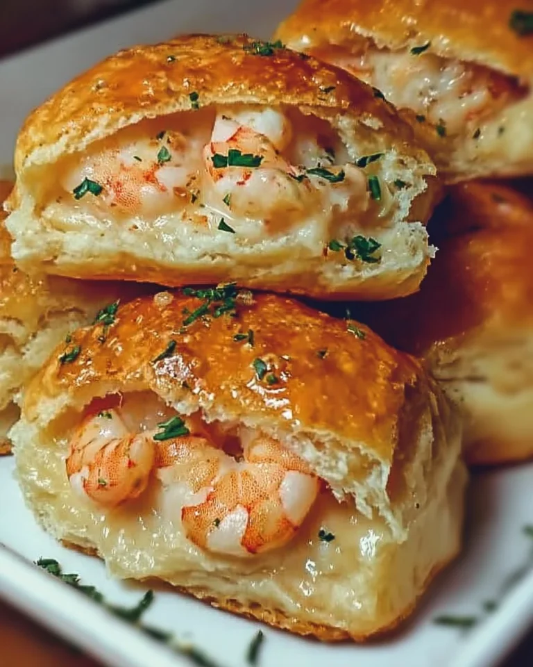 Savory shrimp and crab biscuit melts on a serving platter.