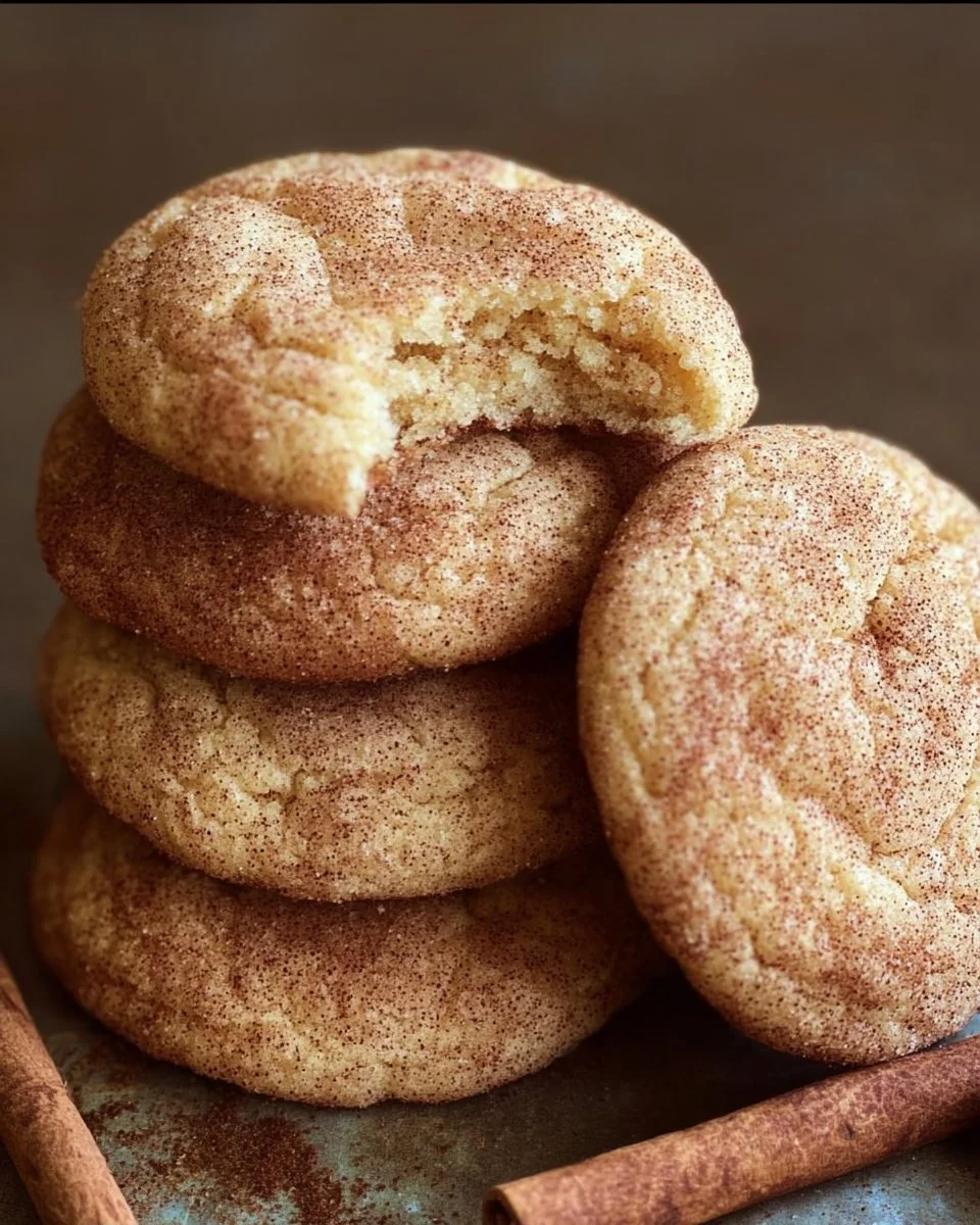 Freshly baked Snickerdoodle Cookies with cinnamon sugar topping