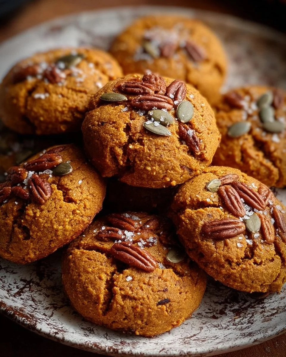 Delicious vegan pumpkin cheesecake cookies on a plate