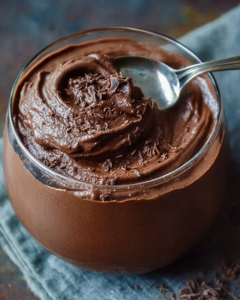 Speedy guilt-free chocolate pudding in a bowl