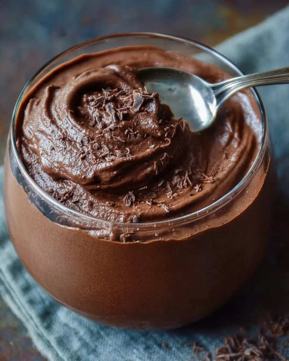 Speedy guilt-free chocolate pudding in a bowl