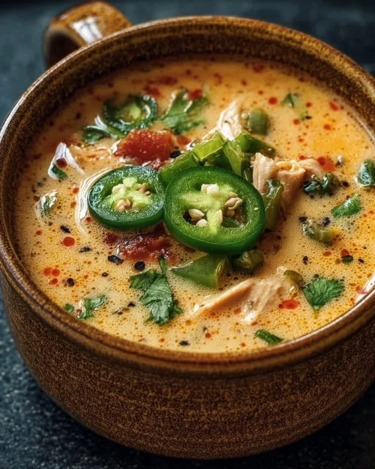 Bowl of spicy jalapeño popper chicken soup topped with cheese and cilantro