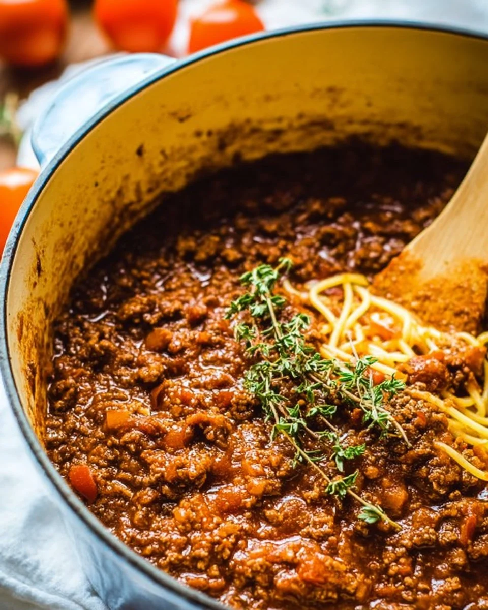 Bowl of Traditional Bolognese Sauce served with pasta