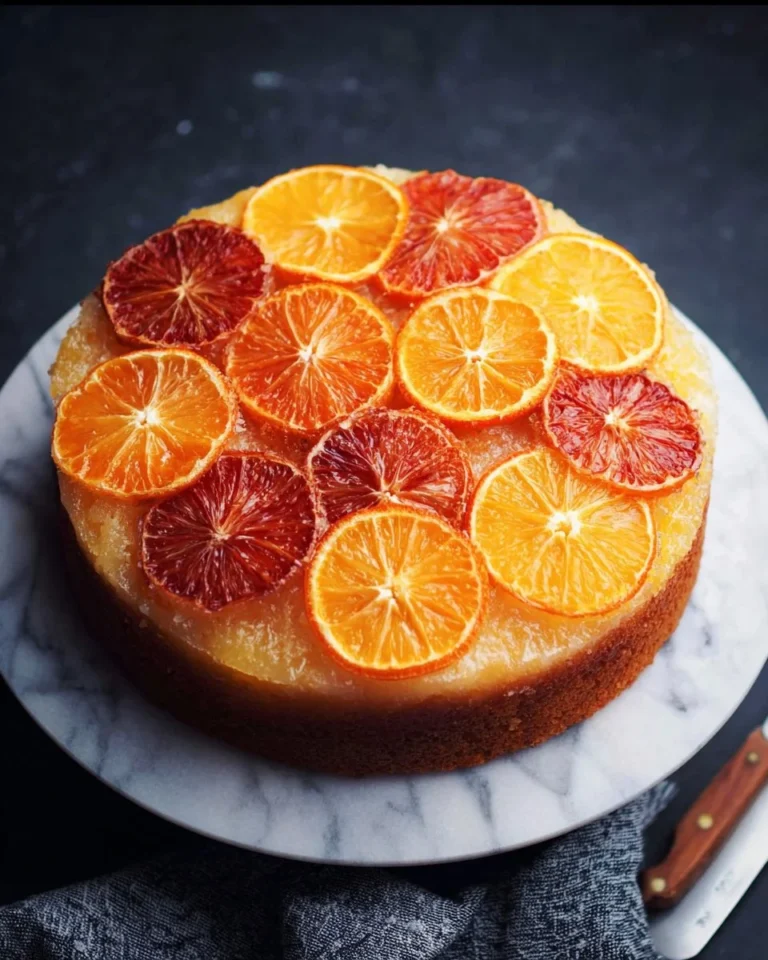 Upside-Down Ombré Citrus Cake with vibrant citrus fruits and layered frosting.