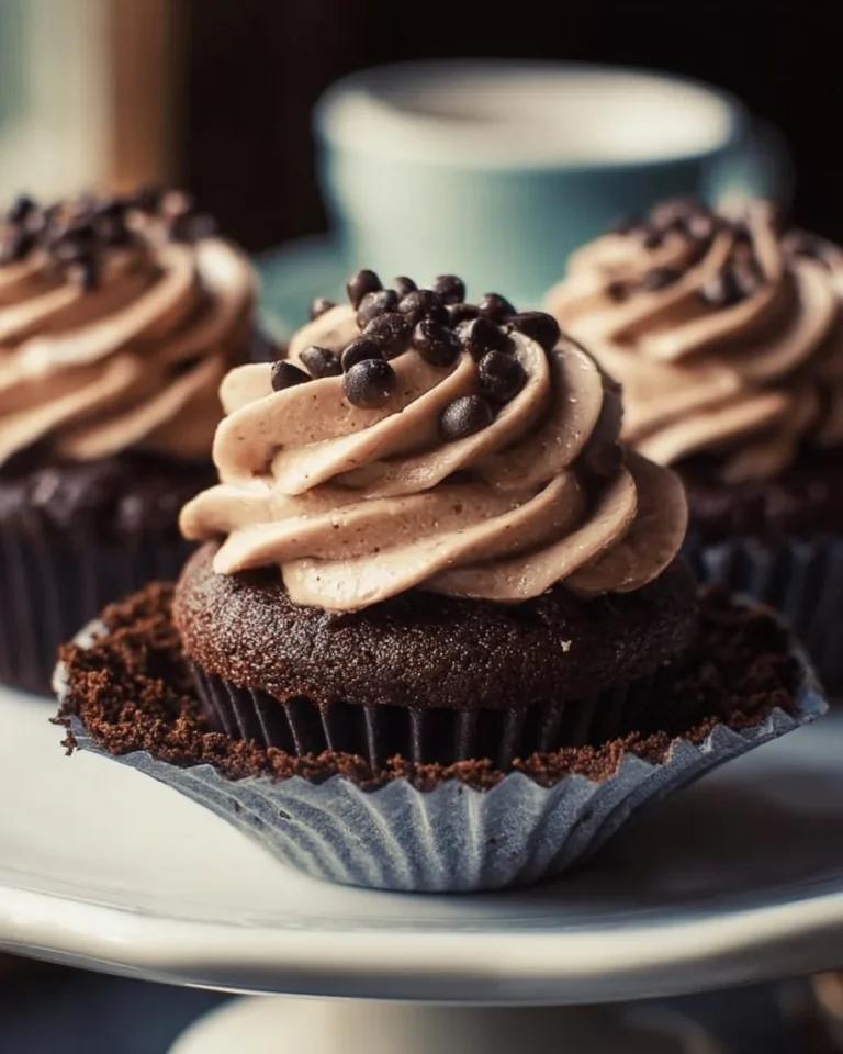 Delicious vegan mocha cupcakes topped with chocolate and coffee frosting