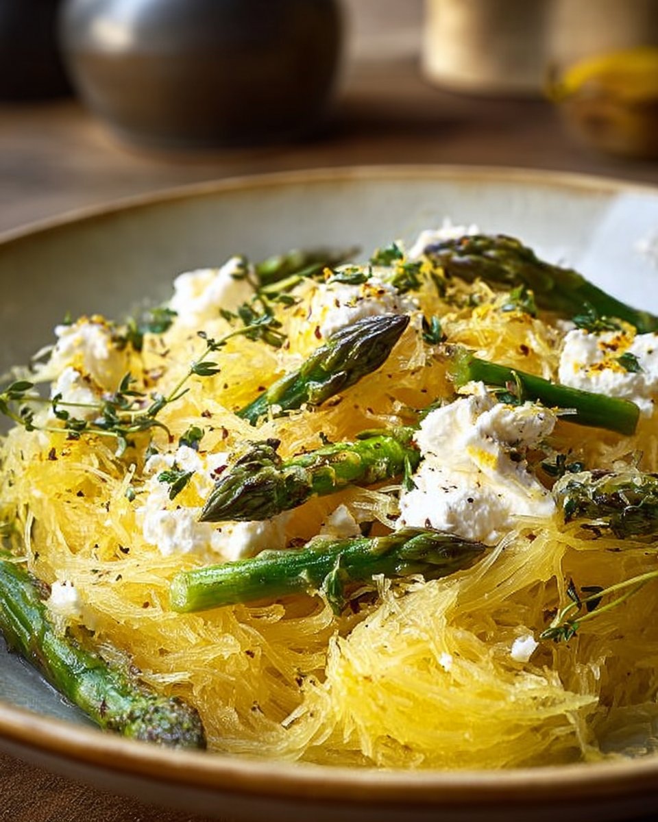 Spaghetti Squash with Asparagus, Ricotta, Lemon, and Thyme