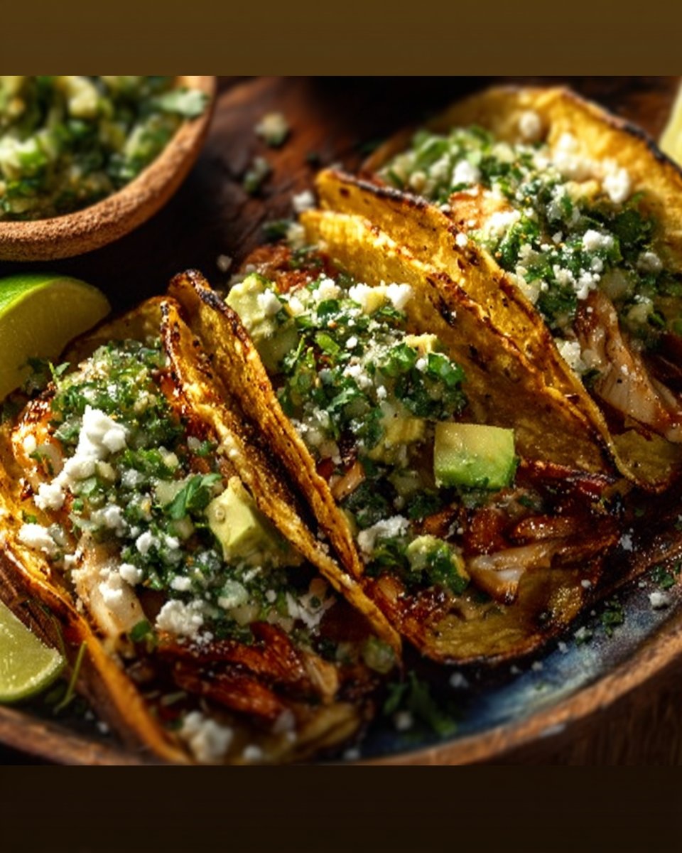 Baked Chicken & Mushroom Tacos with Avocado–Jalapeño Salsa