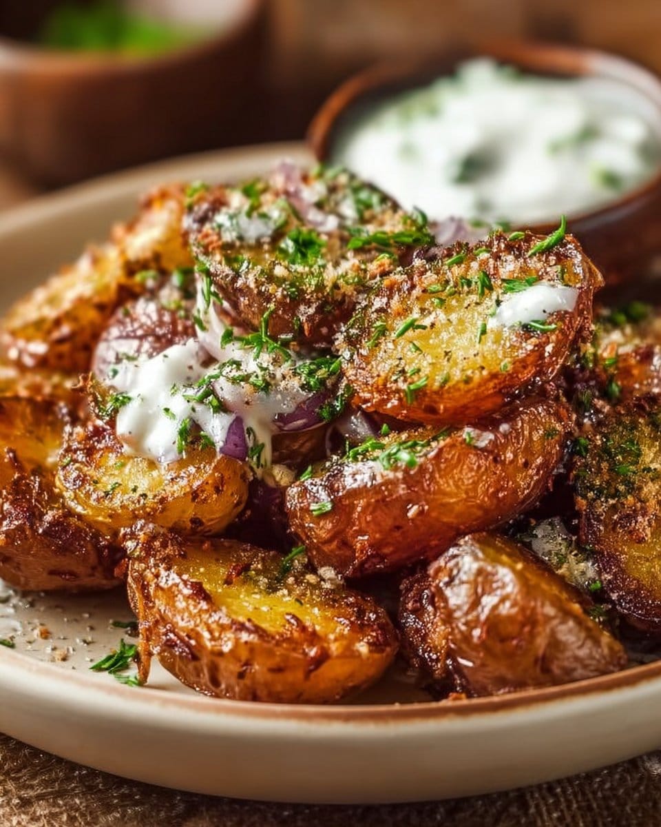 Crispy Pickle Potatoes with Herbed Yogurt for Flavor Lovers