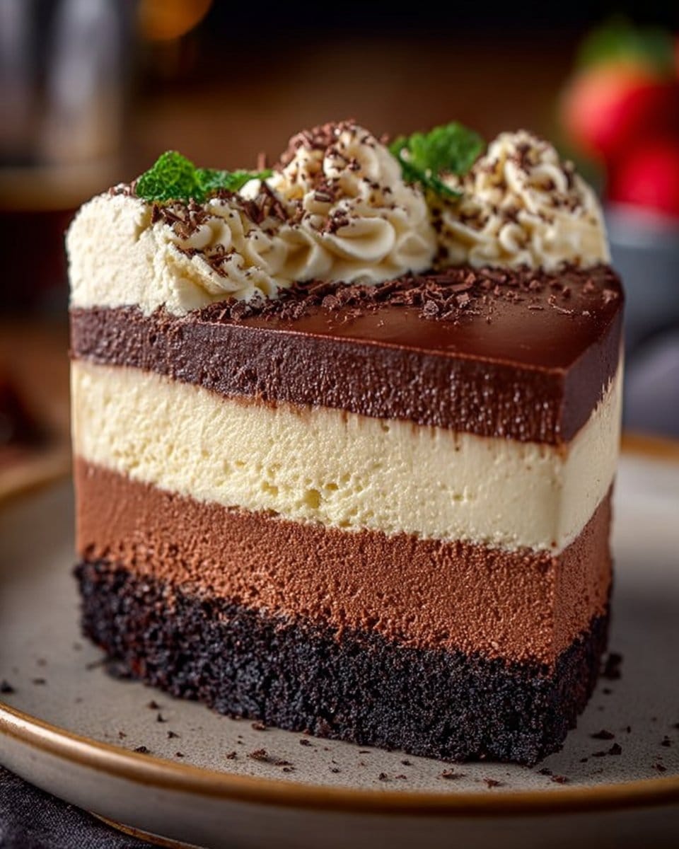 Delight in Tuxedo Cake – Triple Chocolate Mousse Cake Bliss