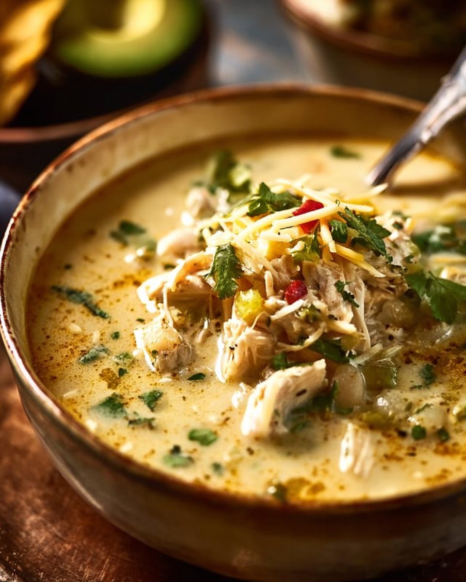 Rich Queso White Chicken Chili