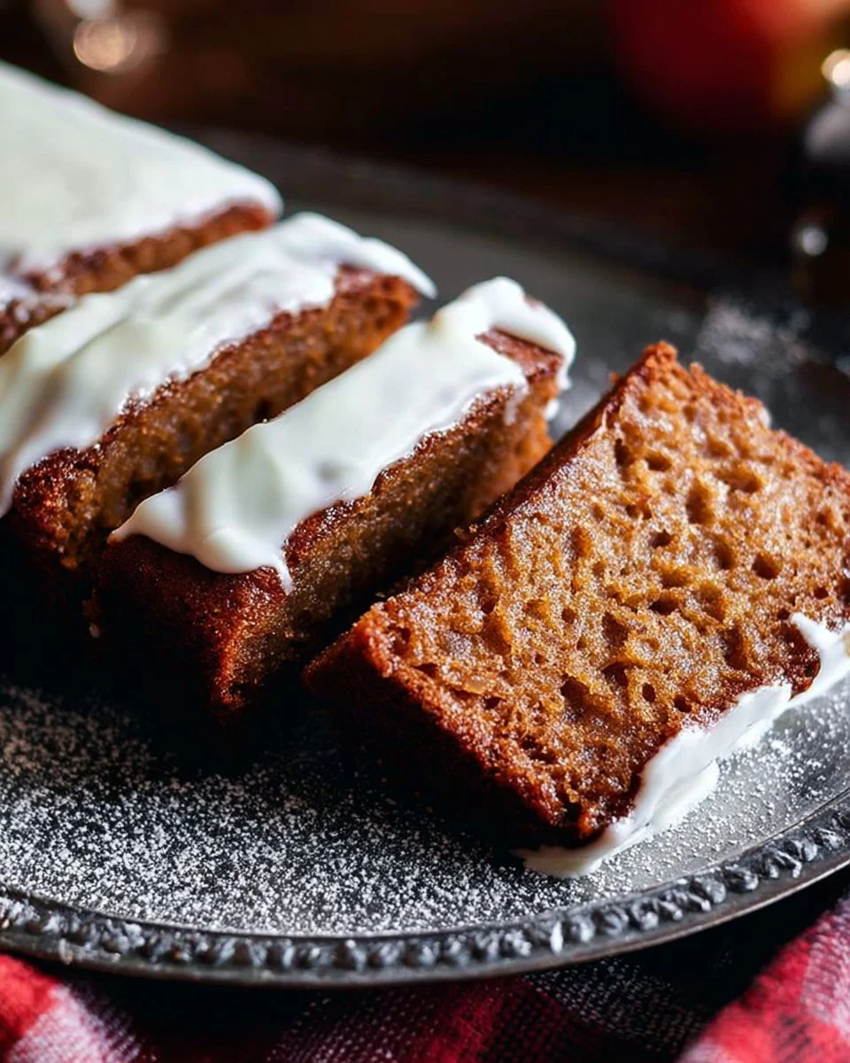 Delicious homemade Applesauce Cake served on a rustic wooden table.
