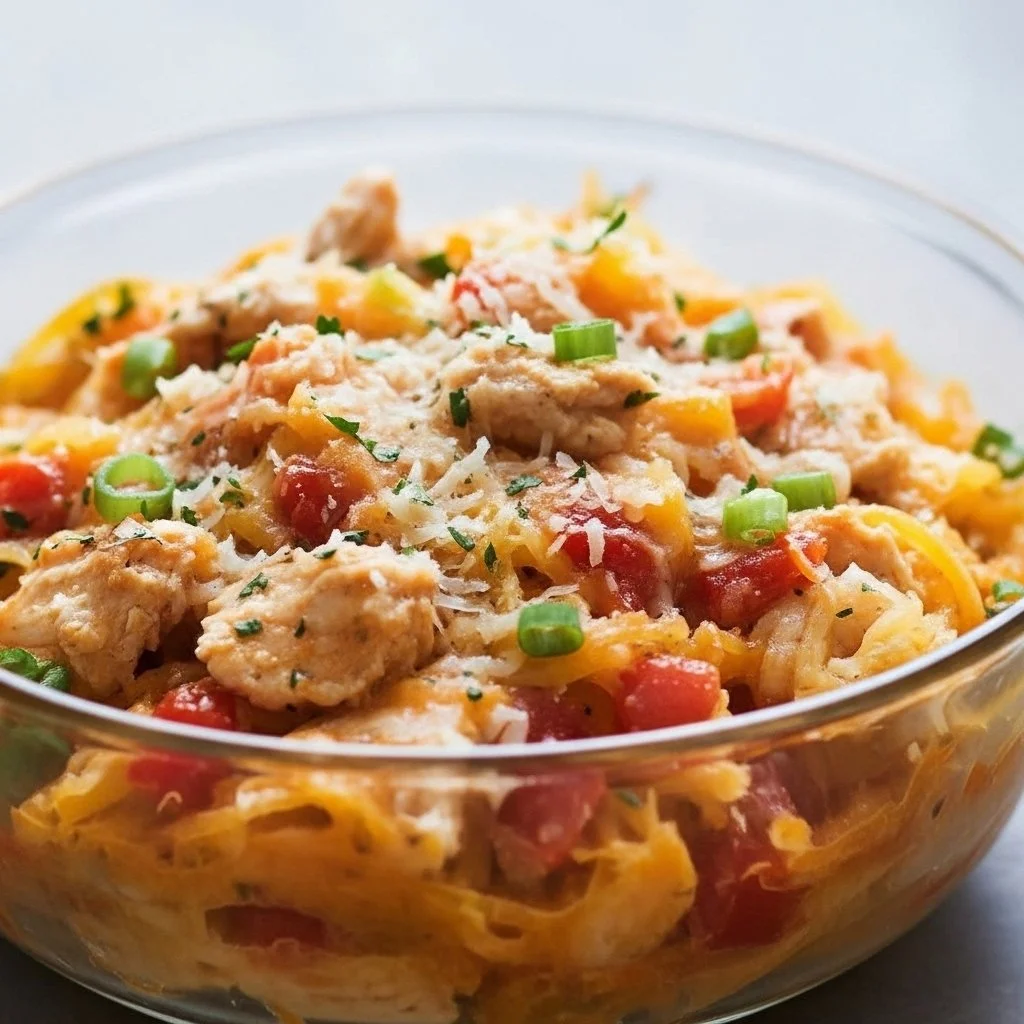 Buffalo Chicken Stuffed Spaghetti Squash served on a plate
