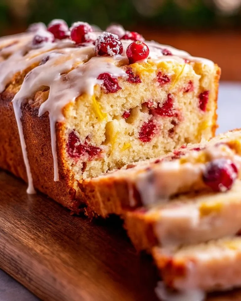 Freshly baked buttermilk cranberry orange bread with cranberries and orange zest