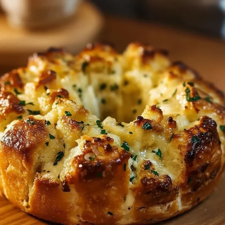 Cheesy garlic pull-apart bread fresh out of the oven, golden and bubbling with cheese