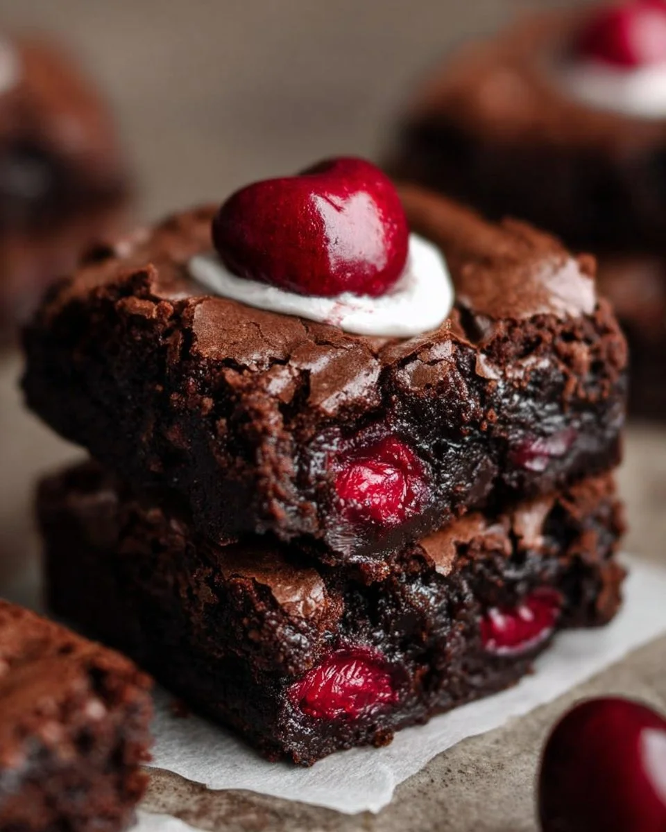 Delicious Chocolate Cherry Brownies with cherries and rich chocolate