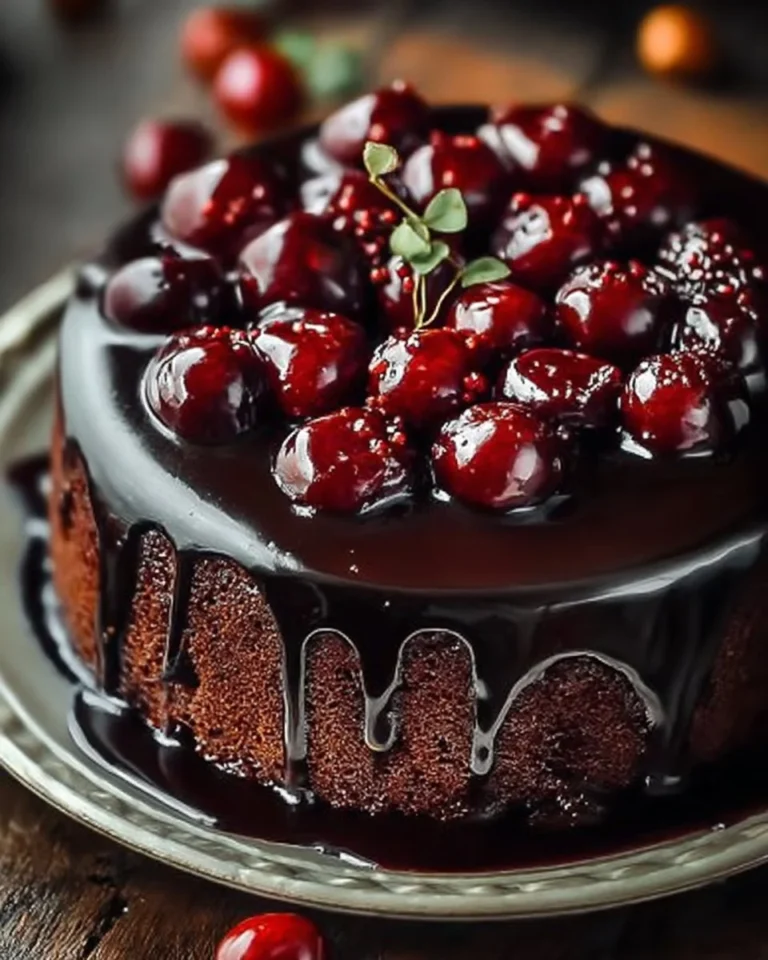 Chocolate Cherry Upside Down Cake with rich chocolate and fresh cherries