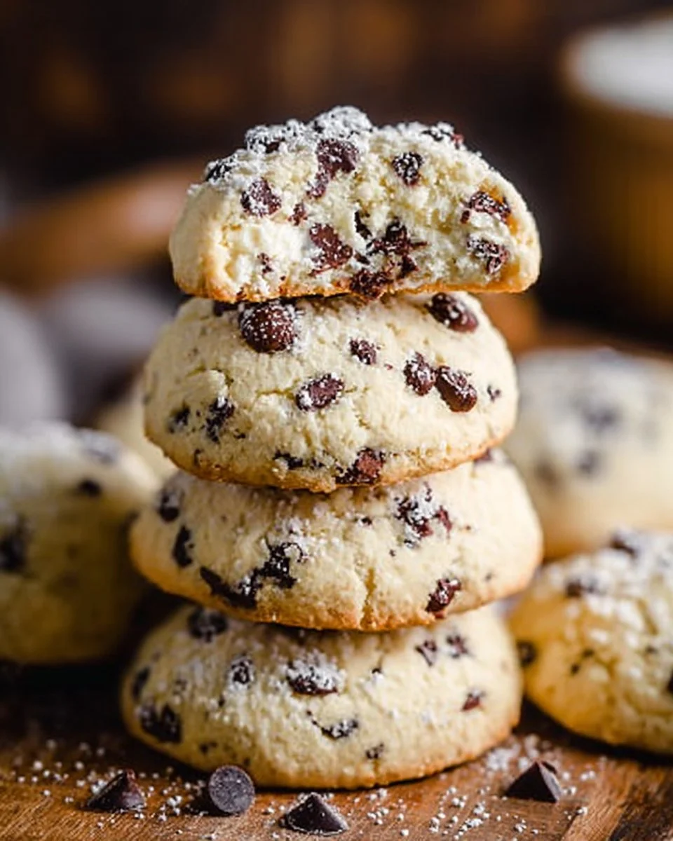 Delicious chocolate chip cookies with cream cheese fresh from the oven