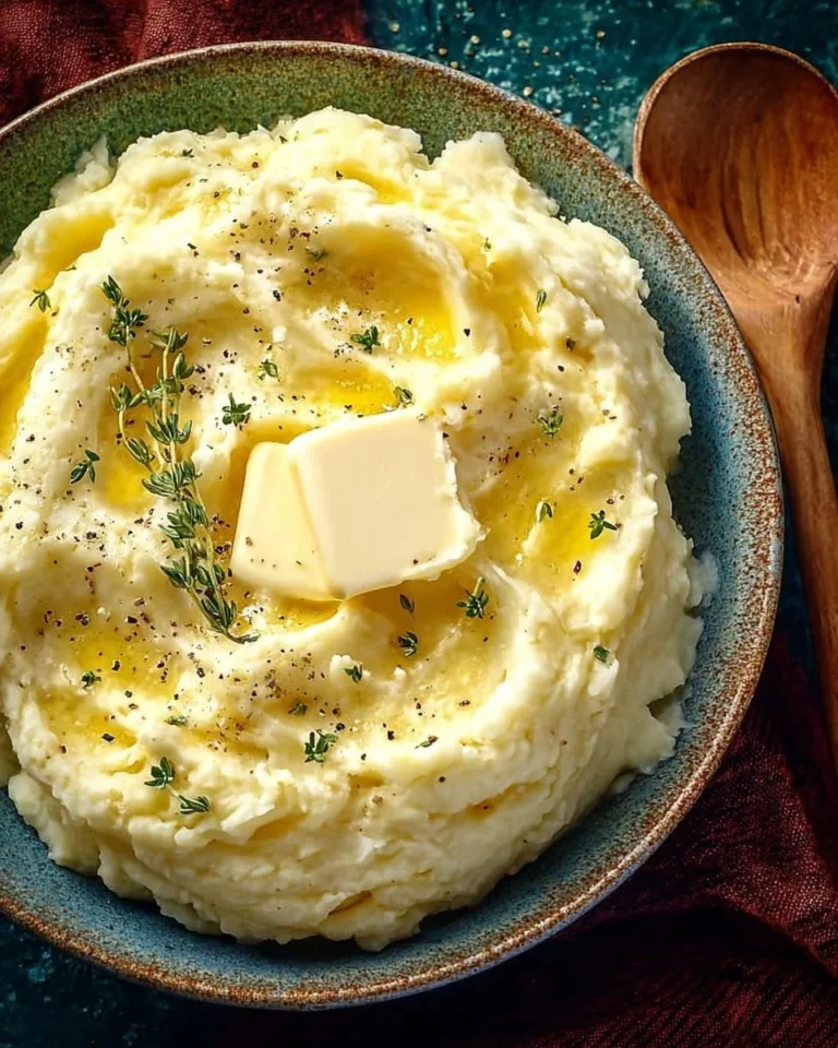 Creamy mashed potatoes made without milk, served in a bowl.