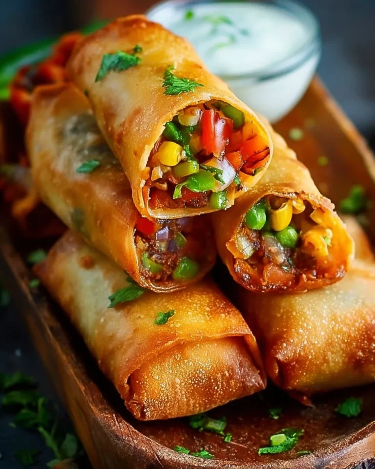 Crispy Southwest egg rolls filled with cheese, beans, and spices on a plate