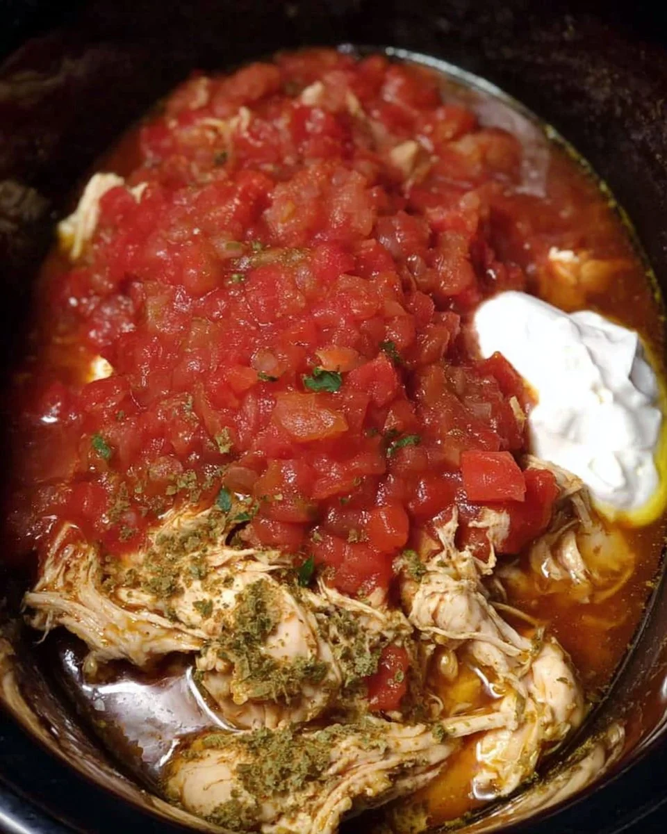 Delicious Crockpot Salsa Chicken dish served with toppings