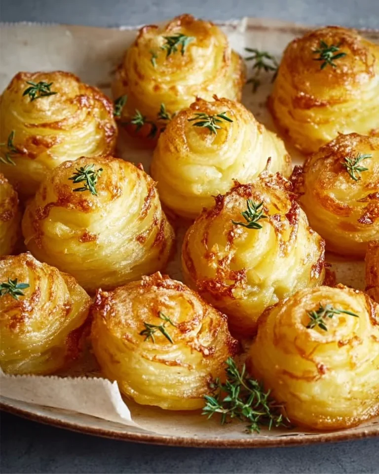 Elegant Duchess Potatoes served as a side dish, showcasing piped mashed potatoes.