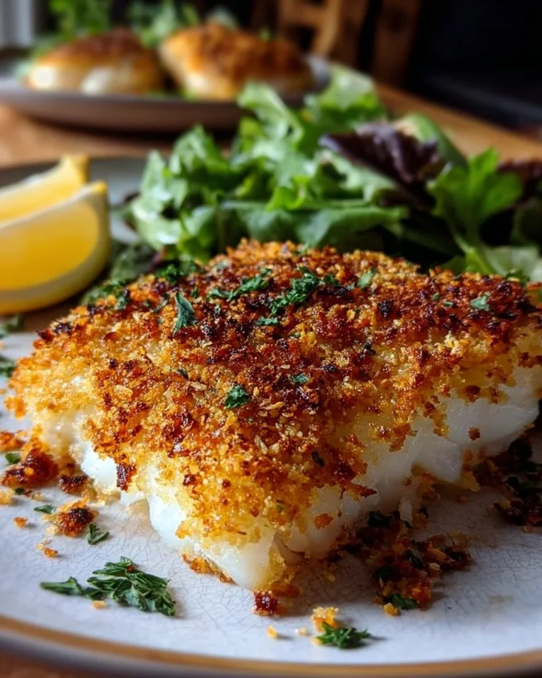 Crispy air fryer parmesan crusted cod served on a plate