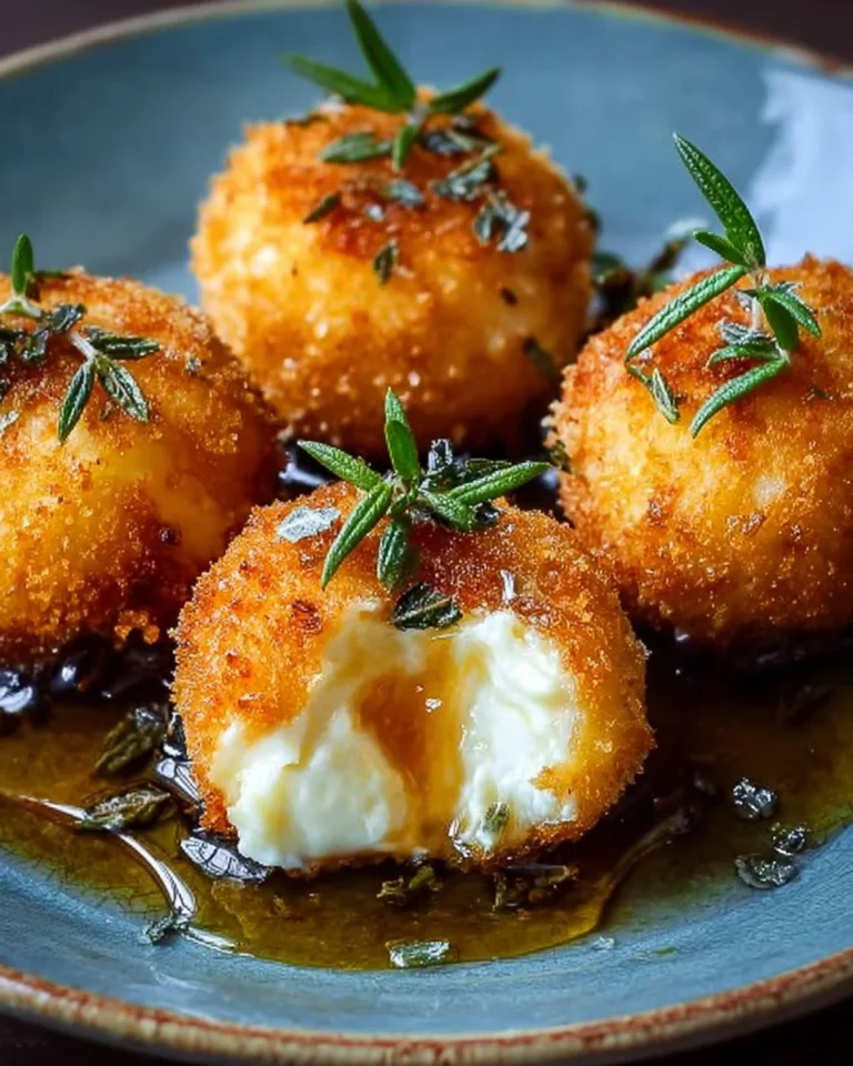 Plate of Fried Goat Cheese drizzled with Tarragon and Honey