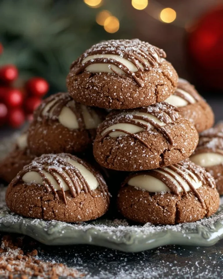 Delicious Gingerbread Kiss Cookies topped with chocolate kisses on a festive plate