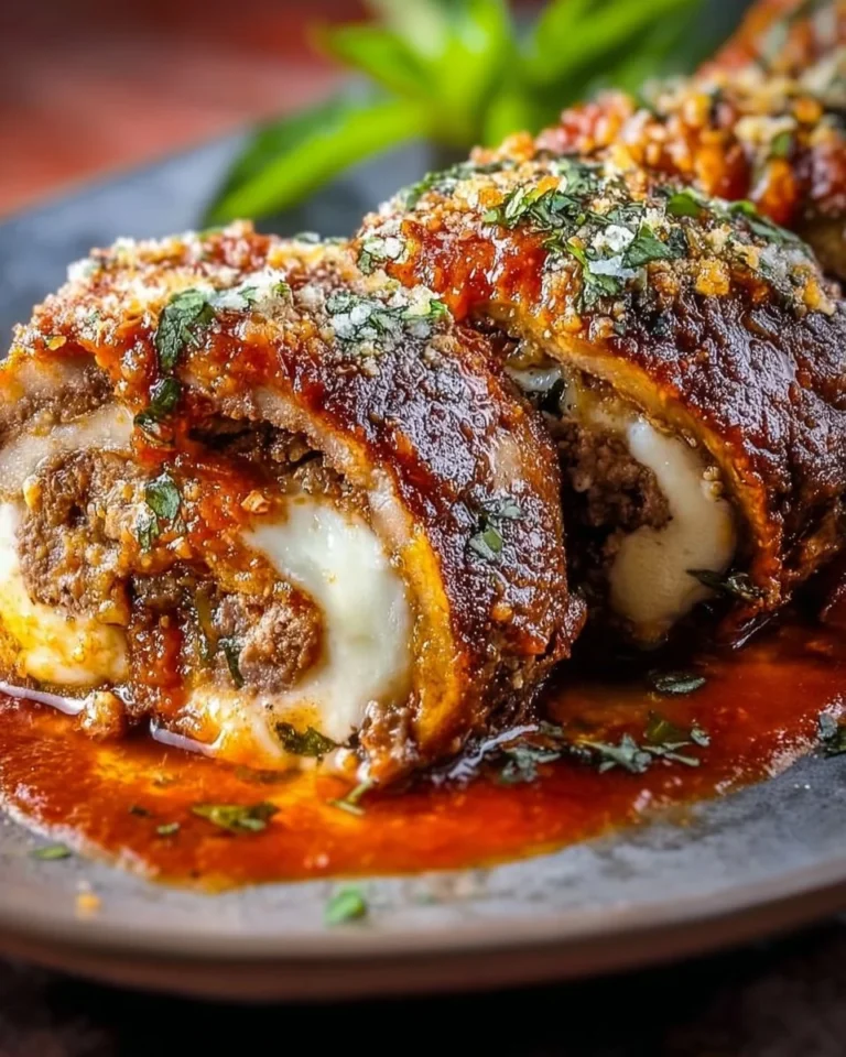 Italian stuffed meat rolls filled with herbs and cheese on a plate