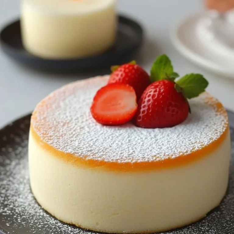 Delicious slice of Japanese Cotton Cheesecake with a soft, fluffy texture