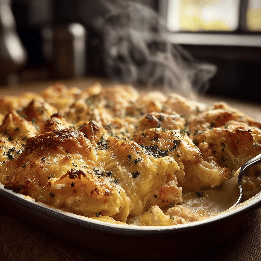 A delicious cheesy chicken crescent bake served on a plate
