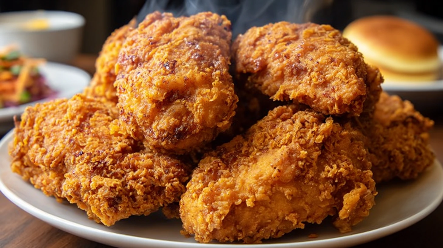 Crispy Bojangles-style fried chicken with golden coating