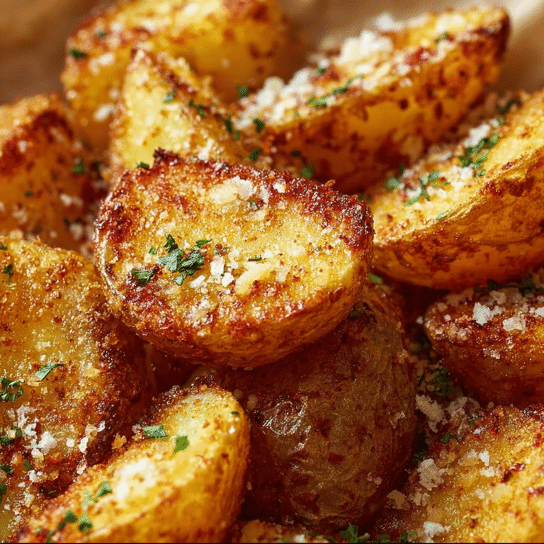 Baked garlic parmesan potato wedges served on a plate with herbs