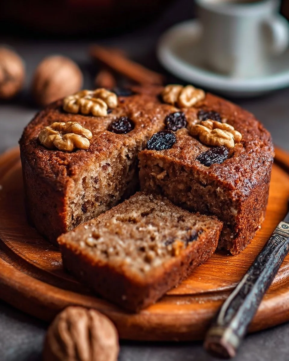 Deliciously baked Nutty Date and Walnut Cake with a rich texture and natural sweetness