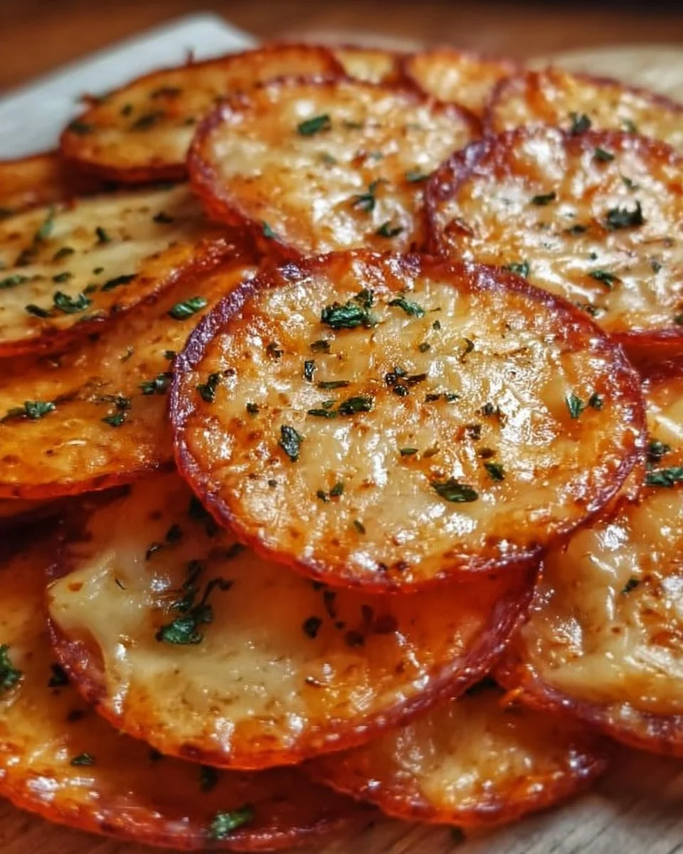 A plate of delicious homemade pepperoni cheese crisps
