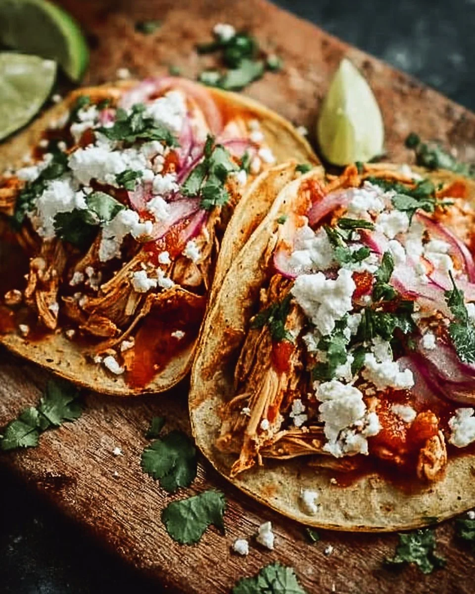 Delicious Quick and Smoky Chicken Tinga Tacos served on a plate