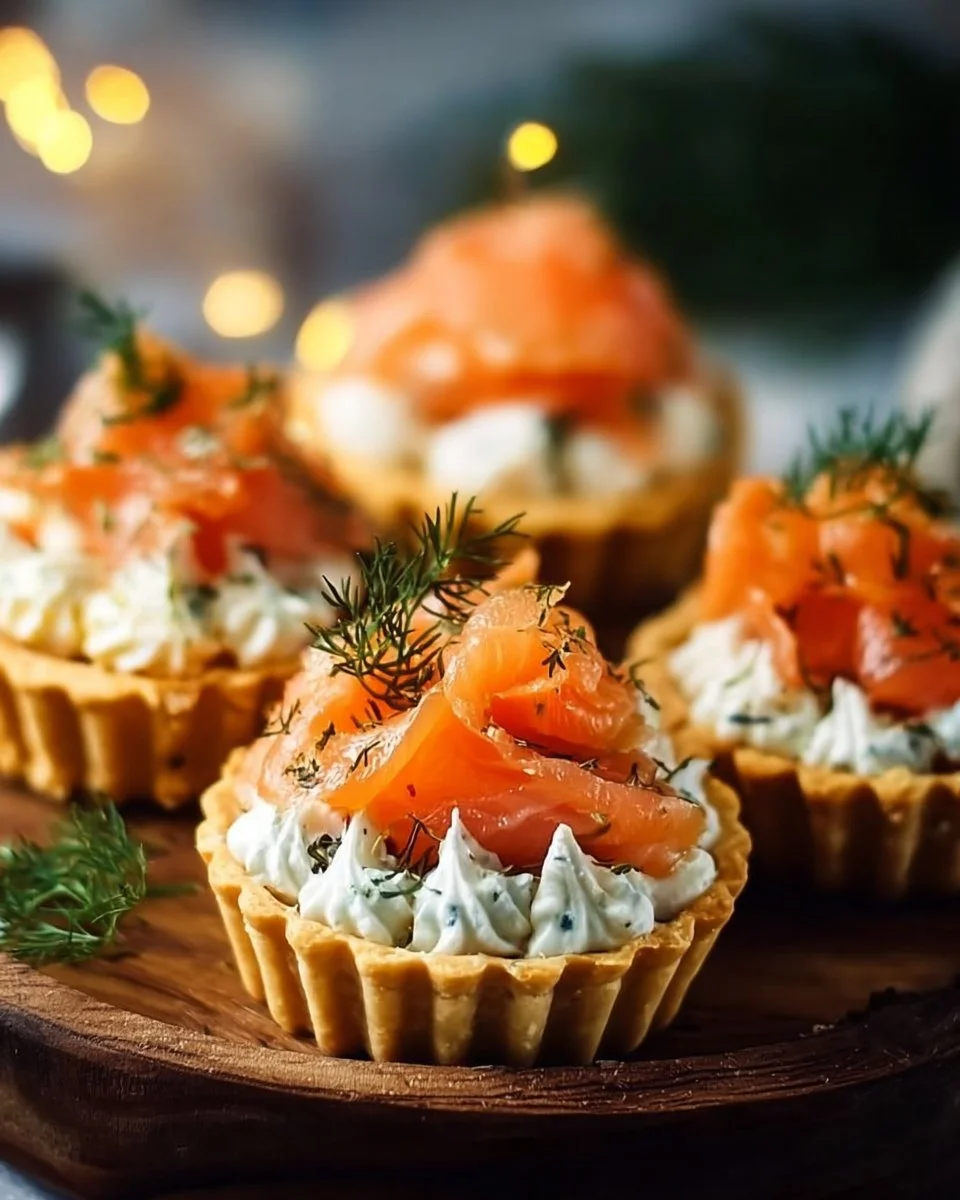 Delicious Salmon Tartlets served as an appetizer on a vintage plate