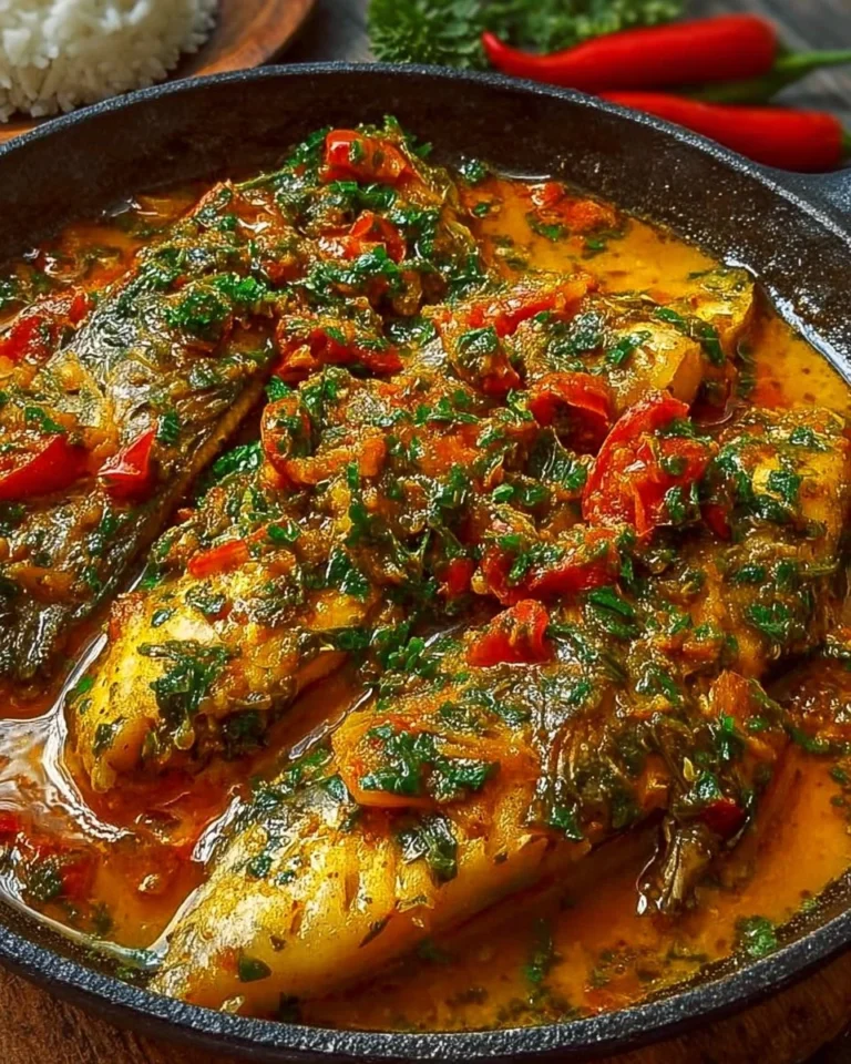 Delicious spicy tilapia served with vibrant pepper sauce