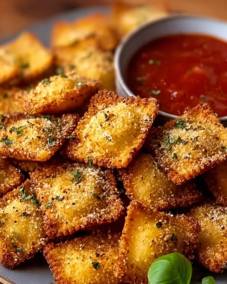 Crispy toasted ravioli bites served with marinara sauce
