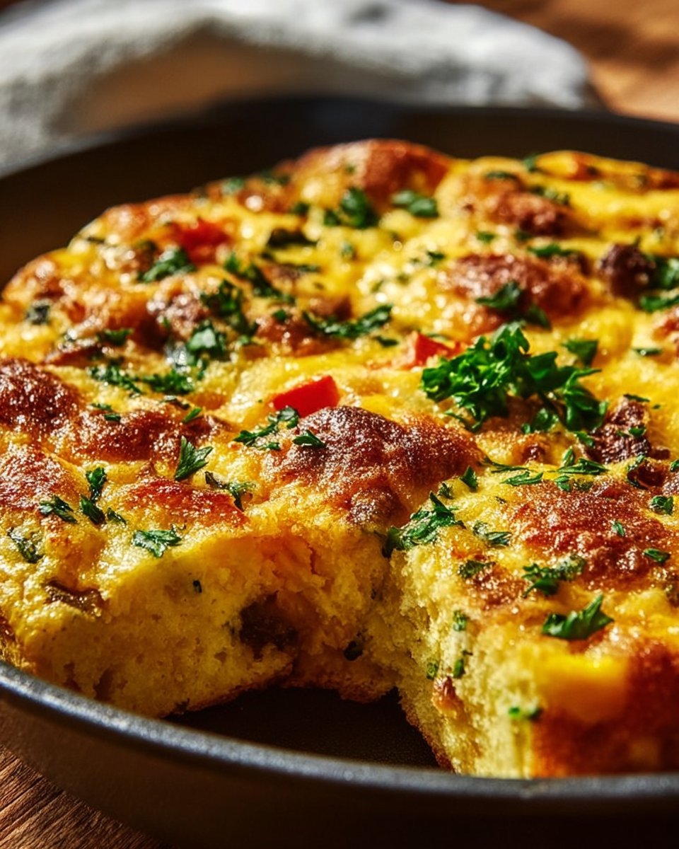 Cheesy Breakfast Biscuit Frittata